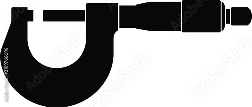 Bild auf Leinwand Black and white silhouette icon of a micrometer screw gauge for precision engine
