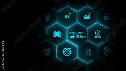 Employee value proposition (EVP) strategy concept. Attract, motivate and retain talented employees in a competitive job market through the corporate culture and benefits offering.