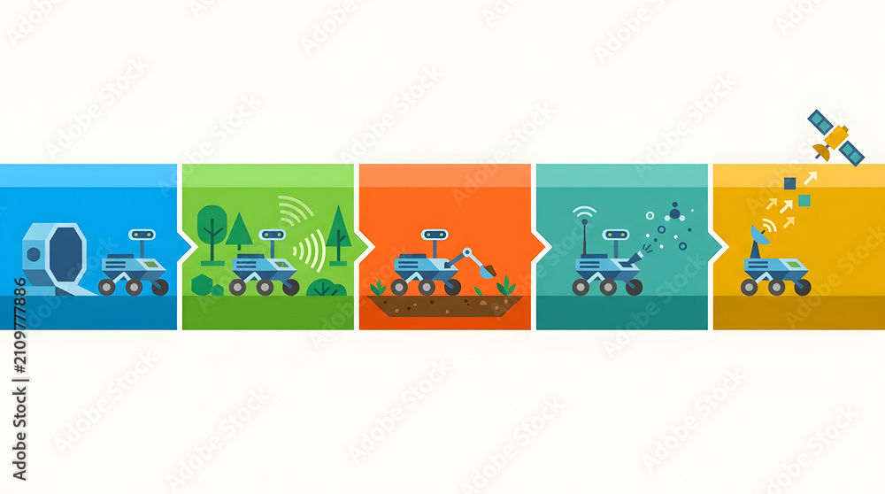 Fototapeta premium Smart Farming Robotic Process Infographic