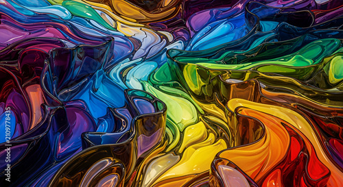 Vibrant Rainbow Flowing Abstract Art - Psychedelic Glass Swirls