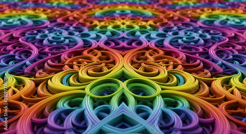 Vibrant Rainbow Fractal Pattern Abstract Background