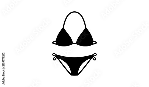Black swimsuit bikini icon vector illustration isolated on white background