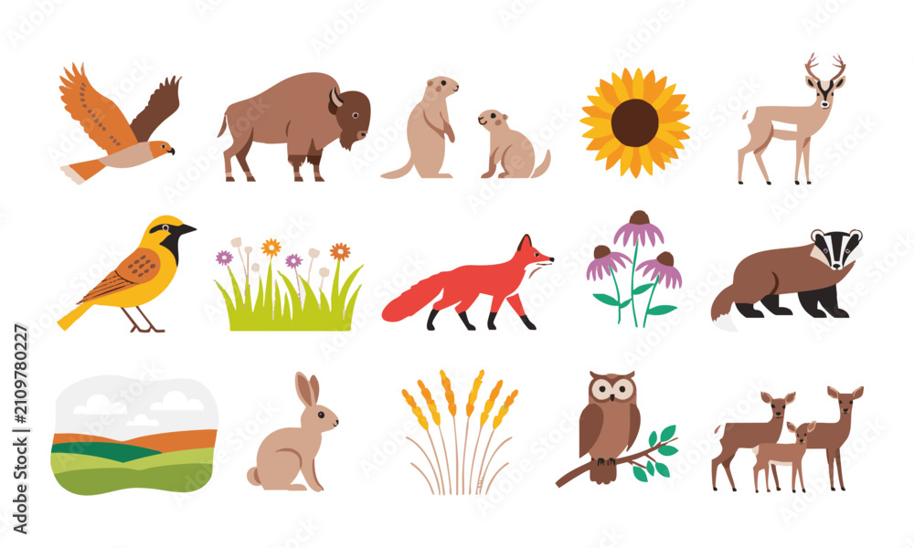 Naklejka premium Wild Animal and Bird Nature Collection.