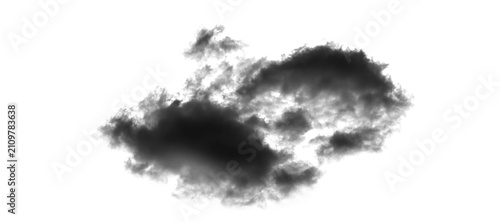 фотографія Black smoke cloud isolated on white background, dark fluffy storm cloud silhouet
