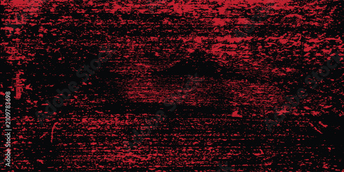 Abstract dark red and black grunge texture background with distressed wood grain noise effect. Gothic horror wall overlay vector illustration graphic design asset with copy space.