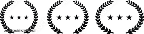 Laurel Wreath Award Badge Frame Vector Set with Three Star Rating Icons