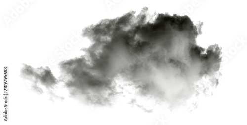 Canvastavla Dramatic black smoke cloud on white background, dark ink splash texture, atmosph