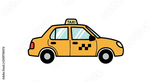 Cuadro en lienzo Yellow taxi cab side view transport icon
