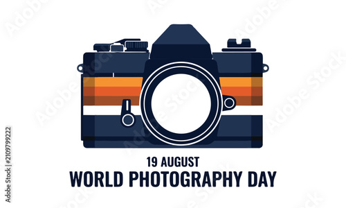 Tableau sur toile Retro style vintage camera illustration celebrating world photography day on aug
