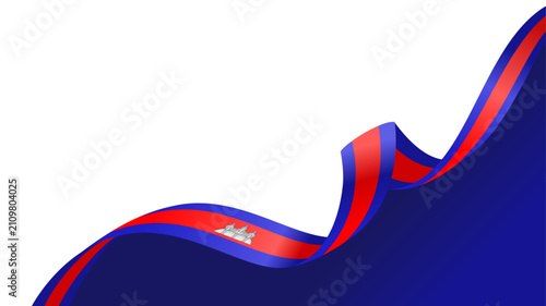 cambodia flag Waving Corner ornament, suitable for travel brochure