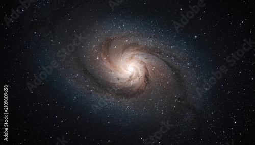 Galaxy swirling in a star-filled night sky