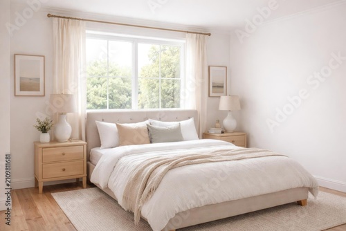 Cozy Minimalist Bedroom with Soft Bedding and Natural Light