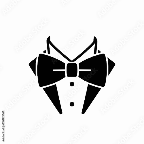 Black Bow Tie and Tuxedo Silhouette Icon for Formal Events