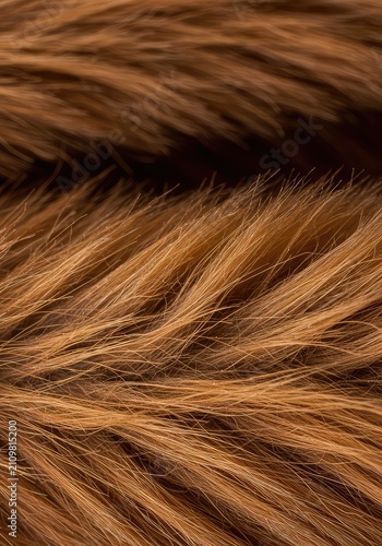 Extreme close up of soft, textured synthetic animal fur swatch isolated against a white background, showing fibers ,soft ,background ,cream