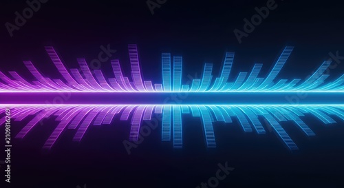 Futuristic digital equalizer design with flowing blue and purple lines creating an abstract sound visualization background ,concept ,futuristic ,sound