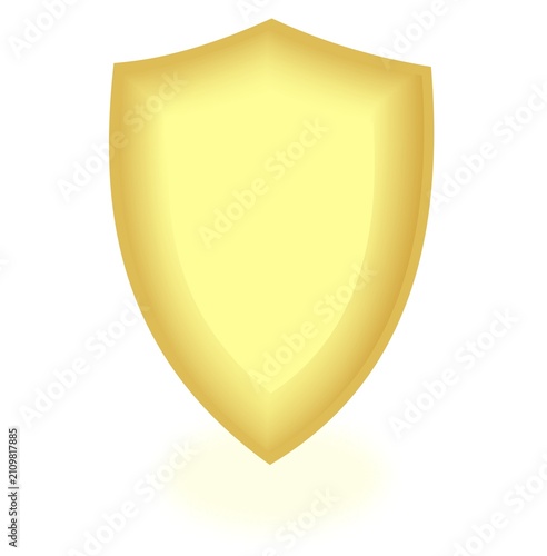 Glowing gold shield vector icon. Vector illustration.