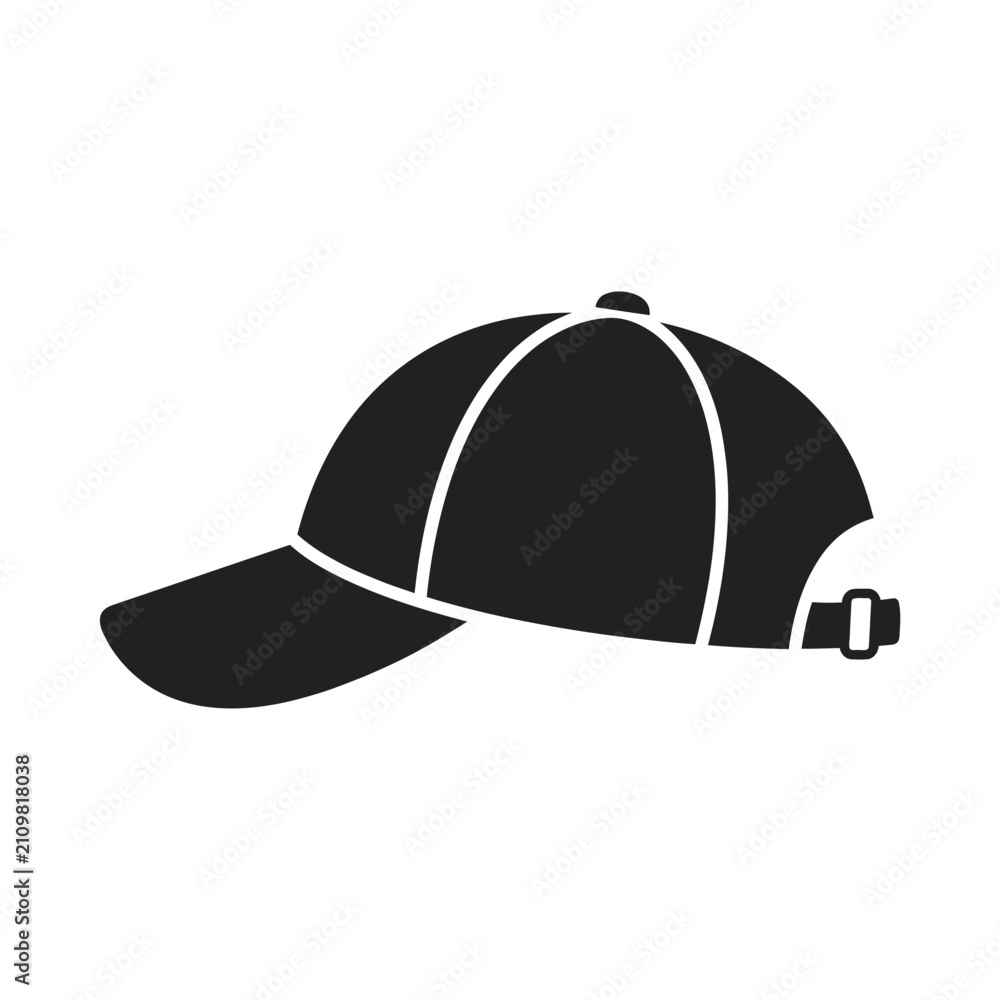 Fototapeta premium Black baseball cap vector illustration isolated on white background