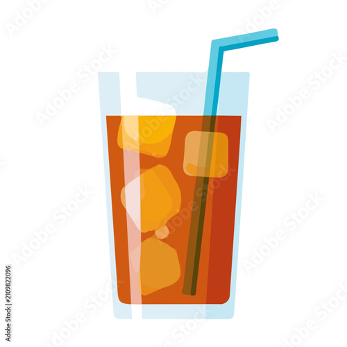 Iced Tea, minimal flat 2D illustration with smooth shapes, isolated on a white background.