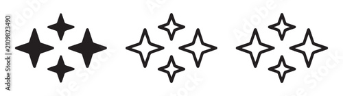 Принти на полотні Four point star twinkle icons collection with different line weights for cosmic and decorative design