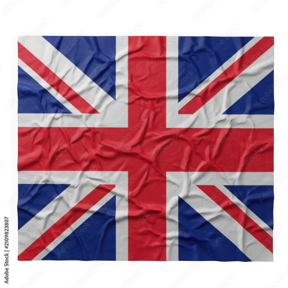 Fototapeta premium Crumpled United Kingdom flag texture isolated on transparent background