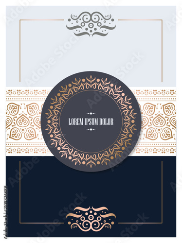 Elegant Vintage Ornamental Card Template with Luxury Decorative Circular Frame