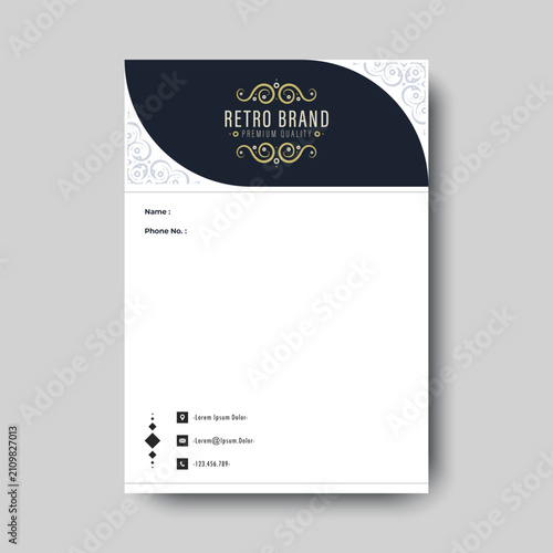 Elegant Vintage Business Letterhead Template with Ornamental Decorative Header Design
