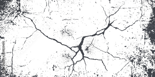 Photos A stark, graphic representation of a cracked surface, showcasing a network of fine fissures against a contrasting background, evoking a sense of damage or decay