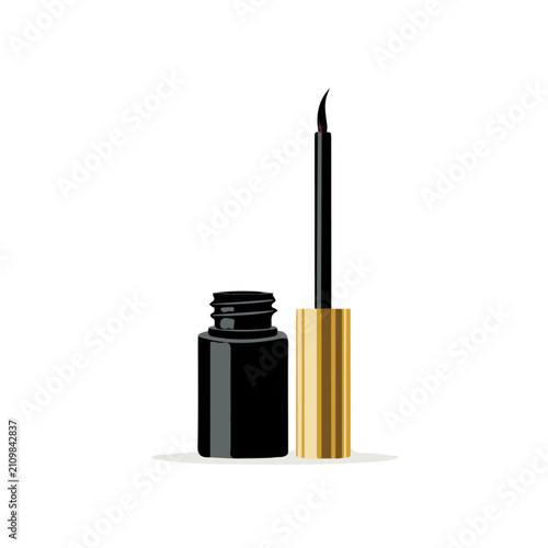 Eyeliner, modern flat 2D illustration with clean simple shapes, isolated on a white background.