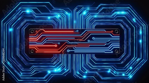 Circuit board with glowing lines