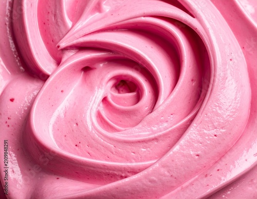 Whipped Raspberry Cream Background with Smooth Spiral Texture
