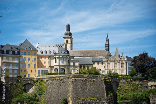 View of St. Michael's Church and Historic Fortifications in Luxembourg City