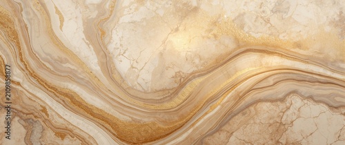 Obraz na płótnie Marble Texture with Gold Veins and Creamy Tones in Abstract Design
