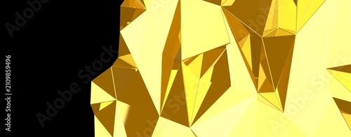 Canvastavla Abstract golden geometric crystal formation with shiny texture and sharp facets