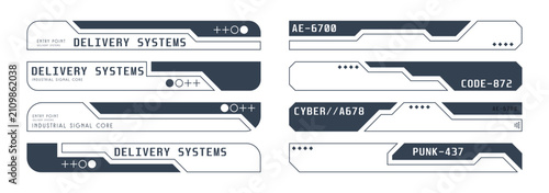 Set of futuristic digital interface bars and scifi lower thirds element HUD
