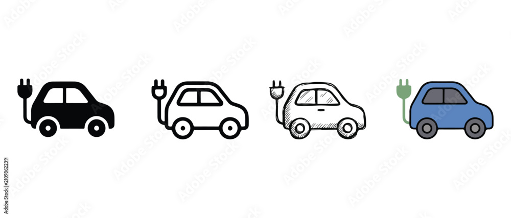 Naklejka premium electric cars with charging symbols representing ecofriendly transportation concepts