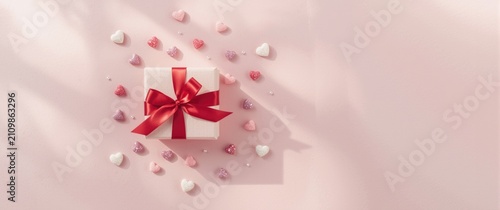 Gift Box with Red Ribbon Su...