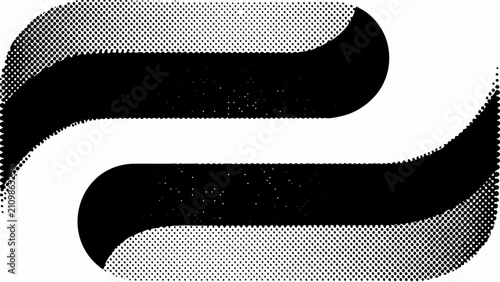 Quadro su tela Halftone wave pattern with alternating black and dotted sections on a white back