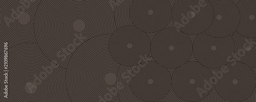 Abstract geometric vector background with overlapping brown concentric circles pattern resembling stacked tree logs wood annual rings or vinyl records for modern design