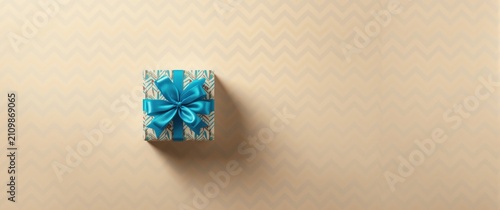 Gift Box with Blue Bow on P...