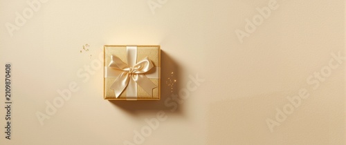 Golden Gift Box with Ribbon...