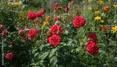 Vibrant Red Roses Blooming ...