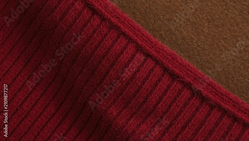 Textured Red Knit Fabric Ov...