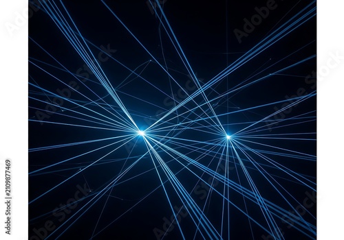 Abstract blue light trails emanating from two bright sources against a dark background, symbolizing energy and connectivity in a digital realm