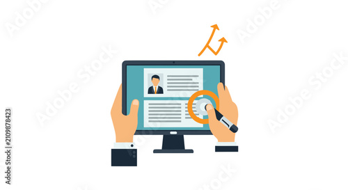 Fotografie Online recruitment concept showing digital candidate profile review