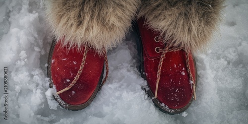 Red Winter Boots with Fur L...