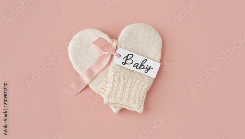 Baby Mittens Tied with Ribb...
