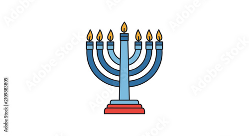 Cuadro en lienzo Hanukkah menorah with lit candles for holiday celebration