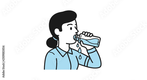 Schilderij op canvas Young woman drinking water from a bottle