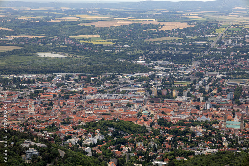 Fototapeta premium Panoramic view of Pécs city from Misina Hill