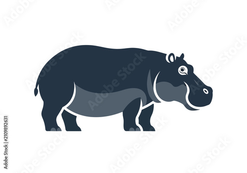 A cartoon hippopotamus standing alone.